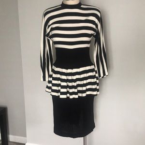 Vintage 80s striped peplum dress Jody of Calif.